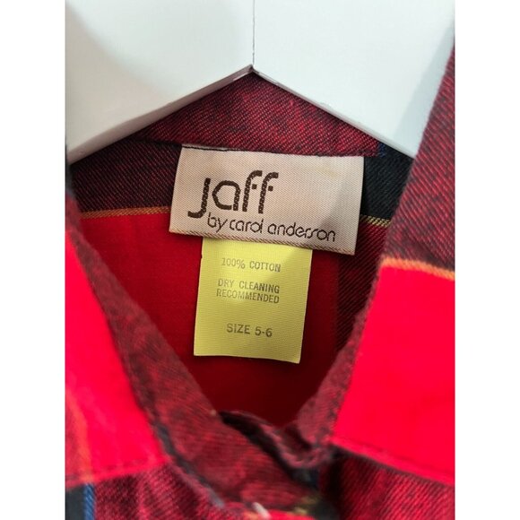 Jaff By Carol Anderson Womens Red Black Plaid Button Up Flannel Shirt Size 5-6 - Picture 4 of 7